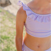 Girls Lavender Stripe Ruffle Neck Bikini - Two Pieces - 3