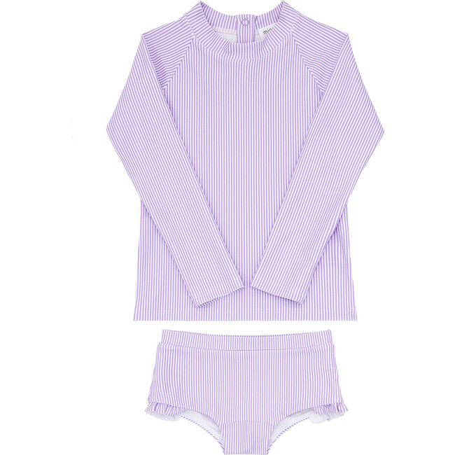 Girls Lavender Stripe Rashguard Set