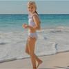 Girls Lavender Stripe Ruffle Neck Bikini - Two Pieces - 4