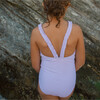 Girls Lavender Stripe Ruched Strap One Piece - One Pieces - 4