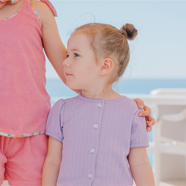 Girls Lavender Breeze Puff Sleeve Shirt - T-Shirts - 3