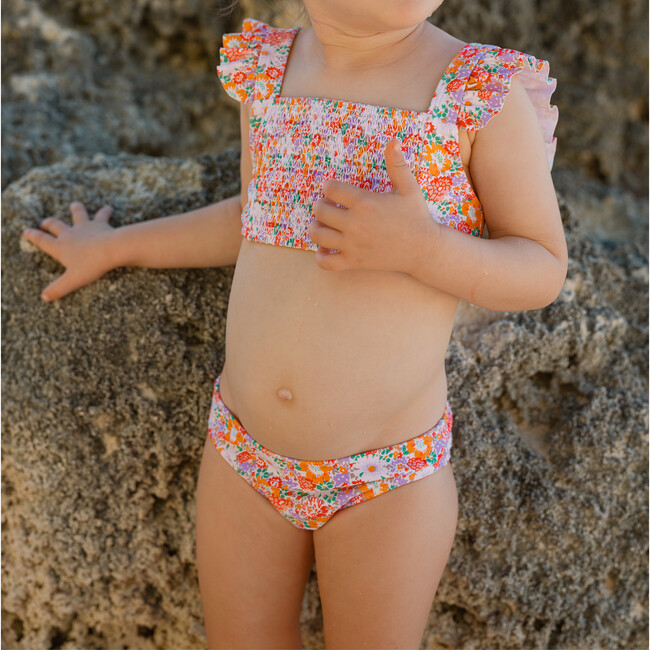 Girls Island Blossom Smocked Ruffle Strap Bikini - Two Pieces - 3