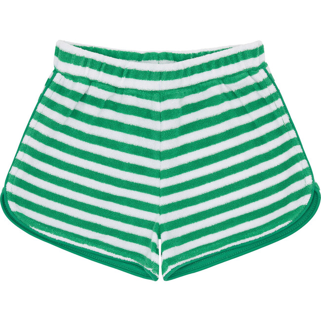 Girls Bermuda Green Stripe French Terry Short