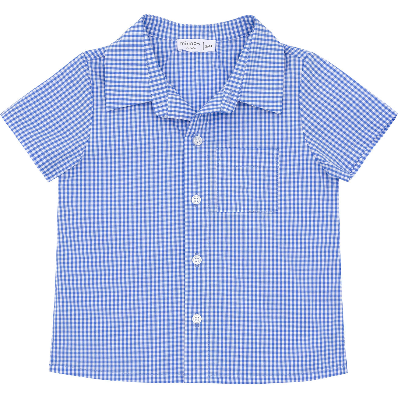 Boys Sky Blue Gingham Short Sleeve Button Down Shirt - Button Downs - 1