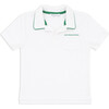 Boys White French Terry Polo With Bermuda Green Trim - Polo Shirts - 1 - thumbnail