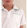 Boys White French Terry Polo With Bermuda Green Trim - Polo Shirts - 4