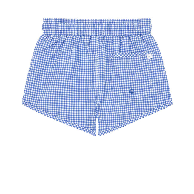 Boys Sky Blue Gingham Boardie - Swim Trunks - 4