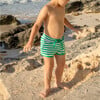Boys Bermuda Green Stripe Boardie - Swim Trunks - 2