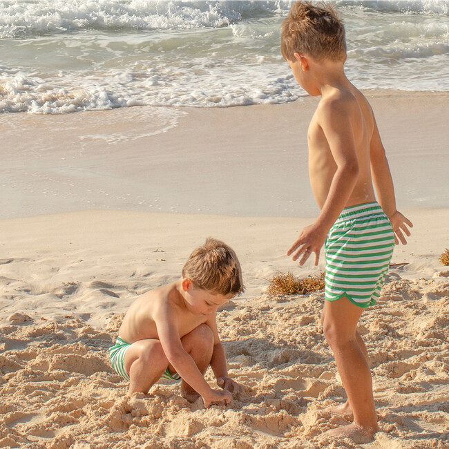 Boys Bermuda Green Stripe Boardie - Swim Trunks - 5