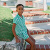 Boys Bermuda Green Stripe French Terry Button Up - Button Downs - 5
