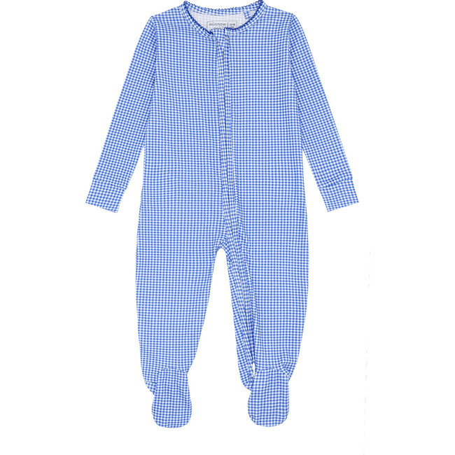 Baby Sky Blue Gingham Pima Footie