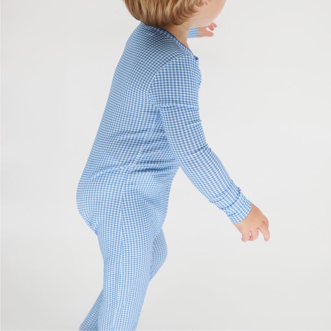 Baby Sky Blue Gingham Pima Footie - Footie Pajamas - 2