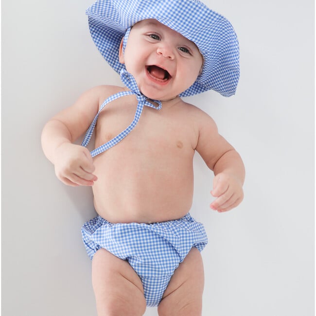 Baby Sky Blue Gingham Diaper Cover - Two Pieces - 2