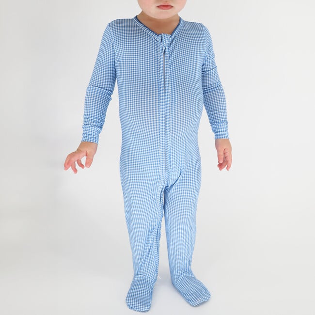 Baby Sky Blue Gingham Pima Footie - Footie Pajamas - 3