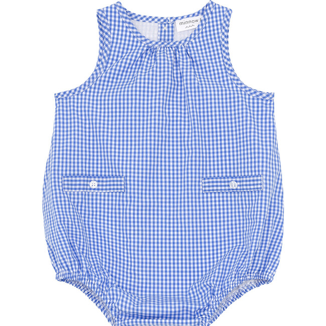 Baby Sky Blue Gingham Bubble Romper