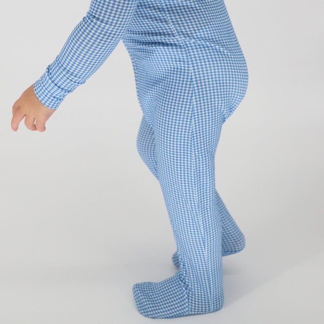 Baby Sky Blue Gingham Pima Footie - Footie Pajamas - 4