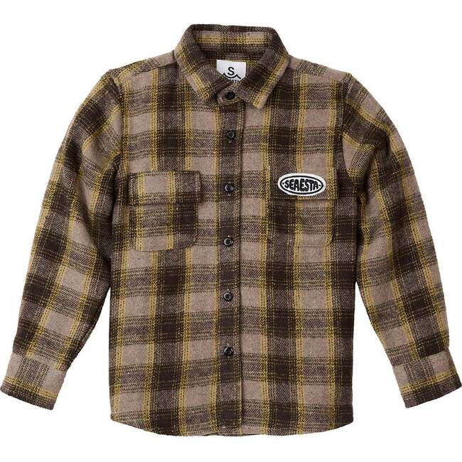 Patch Flannel Shirt, Charcoal