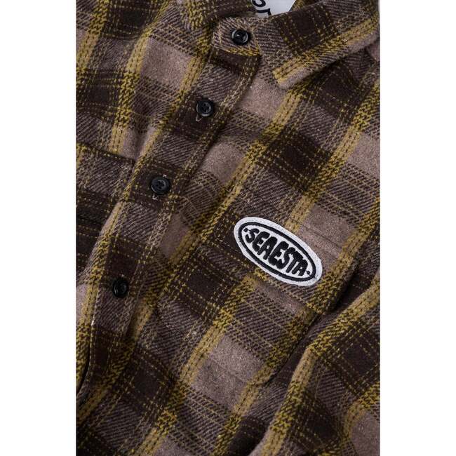 Patch Flannel Shirt, Charcoal - Button Downs - 2