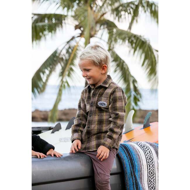 Patch Flannel Shirt, Charcoal - Button Downs - 3