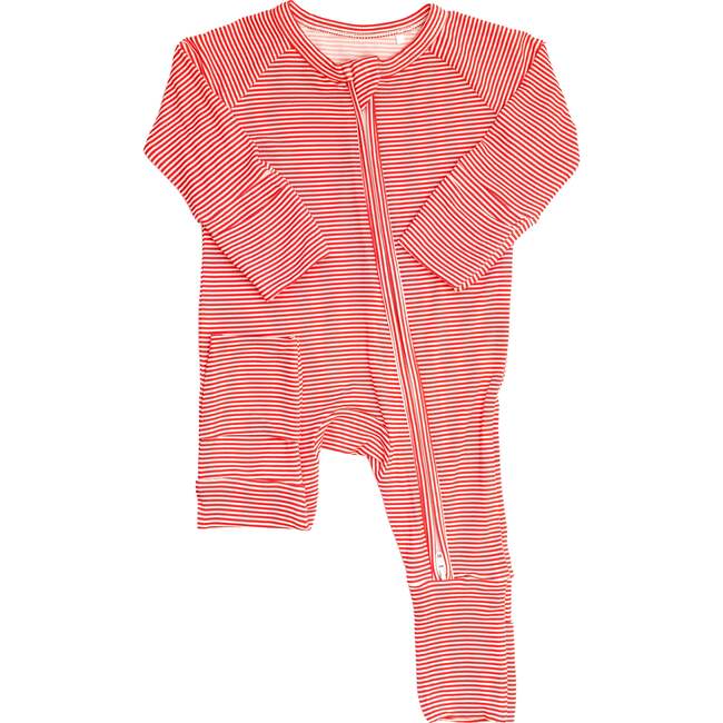 Mini Stripe Sleep Romper, Red