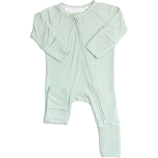 Mini Stripe Sleep Romper, Pistachio Green