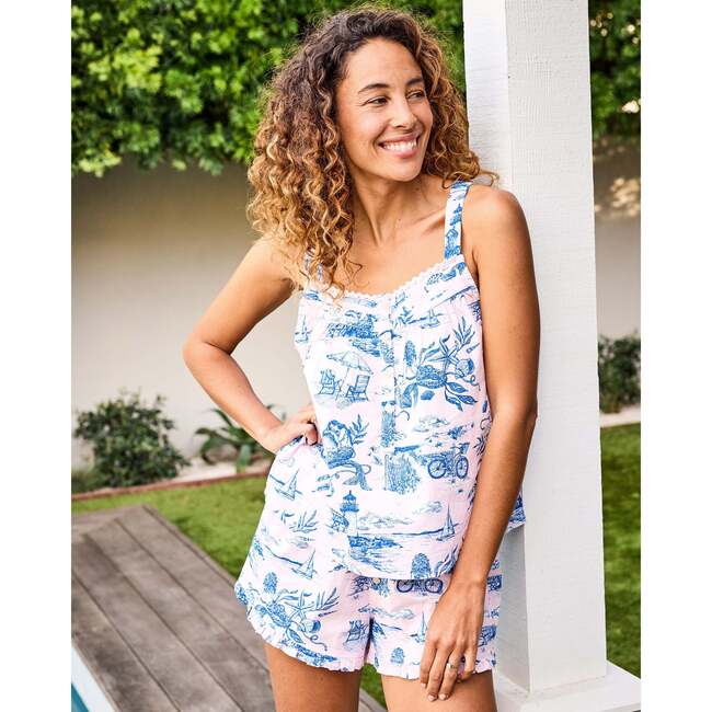 Mermaid Toile, Back To Bed Short Set, Blush
