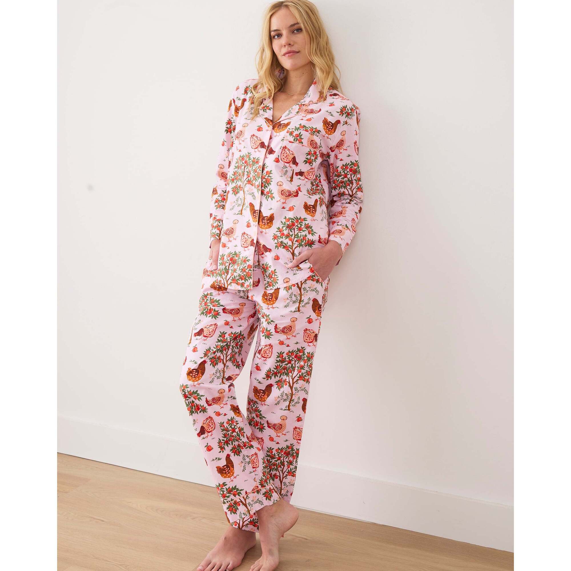 Hen House, Long PJ Set, Ballet Pink - Printfresh Pajamas & Robes