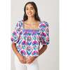 Geo Floral, Margot Blouse, Fuschia Cloud - Blouses - 1 - thumbnail
