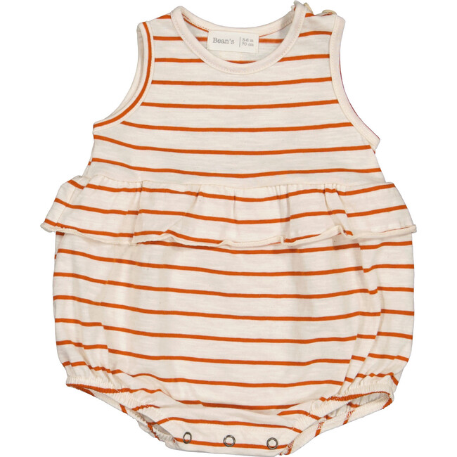 Striped Ruffled Waist Tank Top Bubble, Brick & Cream