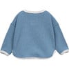Contrast Hem Crew Neck Long Sleeve 2-Button Shoulder Sweatshirt, Blue - Sweatshirts - 2