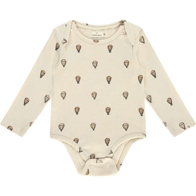 Hot Air Balloon Long Sleeve Onesie, Cream