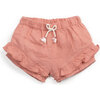 Bow Waist Ruffle Waist Shorts, Pink - Shorts - 1 - thumbnail