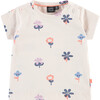 Short Sleeve T-Shirt with Flowers, White - T-Shirts - 1 - thumbnail