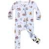 Vintage Suitcases Bamboo Convertible Footie, Blue - Footie Pajamas - 1 - thumbnail