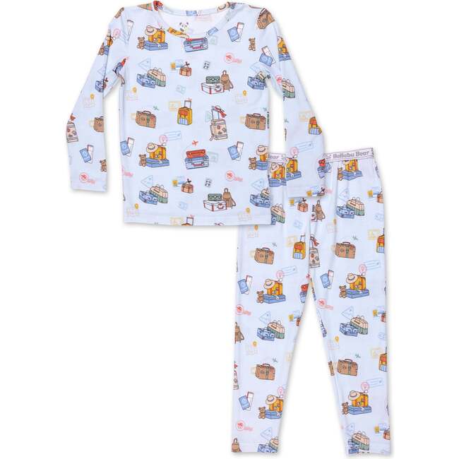 Vintage Suitcases Kids Pajamas, Blue