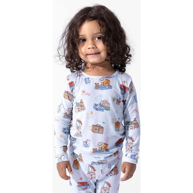 Vintage Suitcases Kids Pajamas, Blue - Pajamas - 2