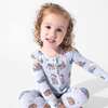 Vintage Suitcases Bamboo Convertible Footie, Blue - Footie Pajamas - 4