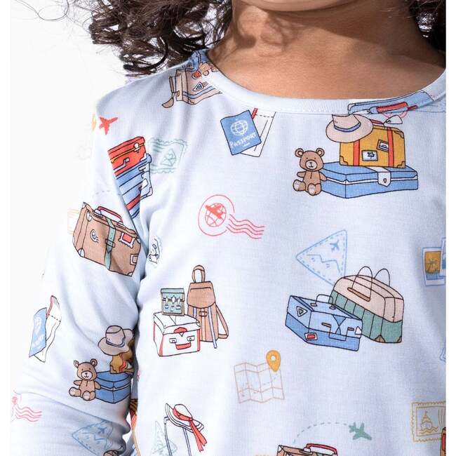 Vintage Suitcases Kids Pajamas, Blue - Pajamas - 3