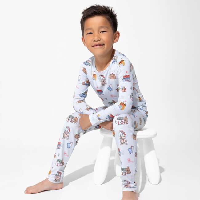 Vintage Suitcases Kids Pajamas, Blue - Pajamas - 4