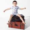 Vintage Suitcases Kids Pajama Short Set, Blue - Pajamas - 4