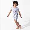 Vintage Suitcases Kids Pajama Short Set, Blue - Pajamas - 5