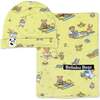 Teddy Bear Picnic Bamboo Swaddle & Beanie Set, Yellow - Swaddles - 1 - thumbnail