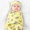 Teddy Bear Picnic Bamboo Swaddle & Beanie Set, Yellow - Swaddles - 3