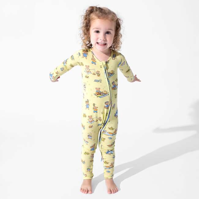 Teddy Bear Picnic Bamboo Convertible Footie, Yellow - Footie Pajamas - 5