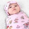 Tea Party Bamboo Swaddle & Beanie Set, Pink - Swaddles - 2