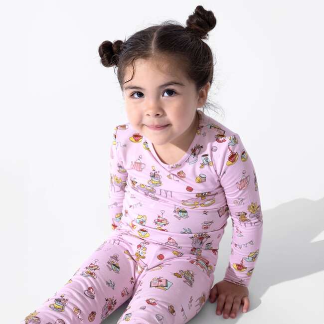 Tea Party Bamboo Kids Pajamas, Pink - Pajamas - 5