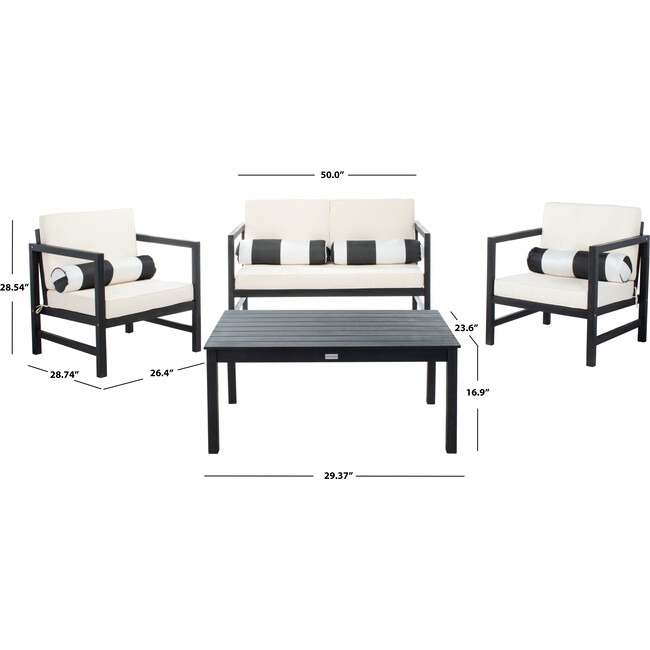 Montez 4-Piece Outdoor Set with Accent Pillows, Black/Cream - Outdoor Home - 5