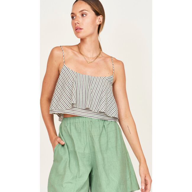 Clare Ruffle Top, Dune Stripe