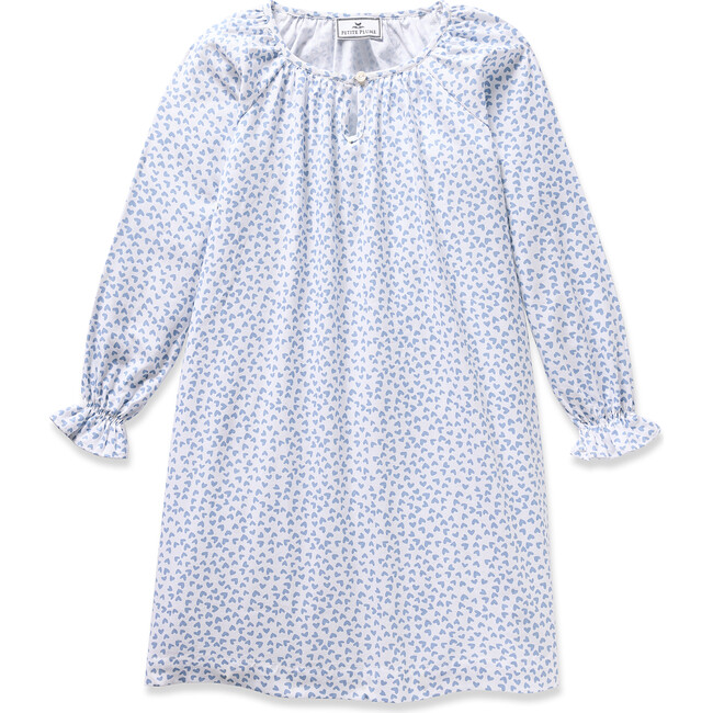 Girl's Delphine Nightgown, Blue Hearts