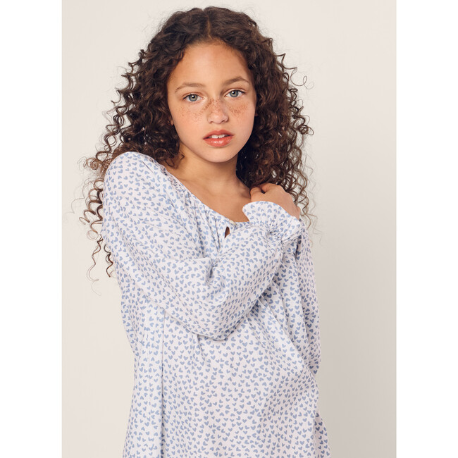 Girl's Delphine Nightgown, Blue Hearts - Nightgowns - 5